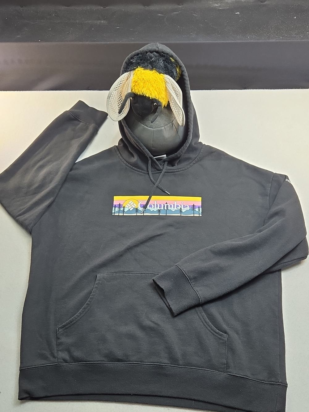 Columbia Sportswear hoodie featuring a retro-style sunset logo